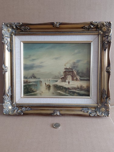 Oil painting winter scene - painting, of