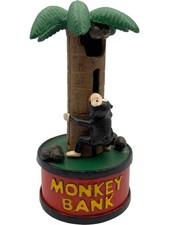 Vintage B&P Monkey Bank Novelty Moneybox Piggy Bank 20th Century Cast Iron