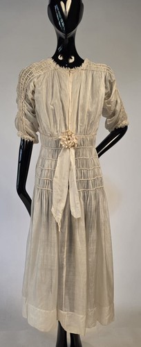Edwardian white ruched silk - edwardian,