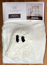 Rachel Ashwell Halloween Tufted Ghost Shower Curtain Cream Fabric 72" X 72"