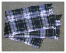 TARTAN SASH, MADE FROM RE-CLAIMED FABRIC. APPROX 11in x 84in.