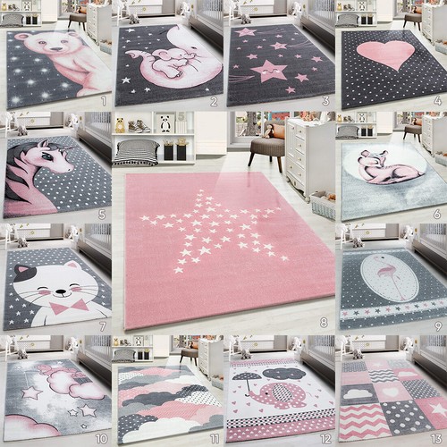 Pink nursery rug kids bedroom - nursery,