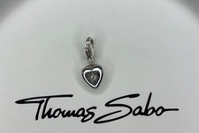 Thomas Sabo charm: mini 3d silver love heart with CZ stone inset 🩶 hallmarked