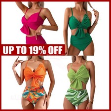 Women's Padded Bikini Set Swimwear Tummy Control High Waisted Swimsuit Bathing~