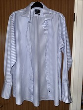 Chester Barrie Savile Row Men's Blue Stripe Long Sleeve Shirt 17 Used