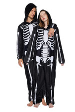 Adult Unisex Skeleton Pajamas One Piece - Medium