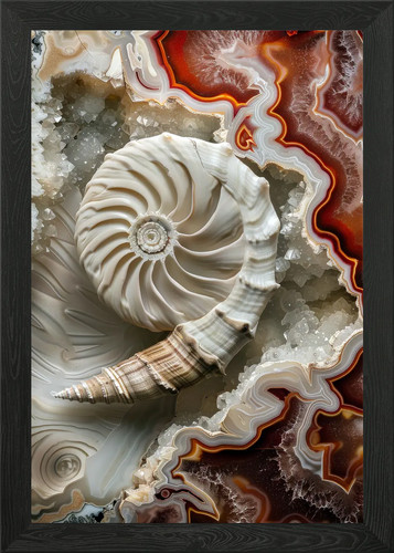 Crystal nautilus agate framed - crystal,