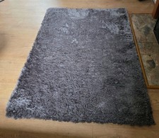 Grey Large Rug by NEXT  175 X 200 Cm Long Pile Soft Fluffy 