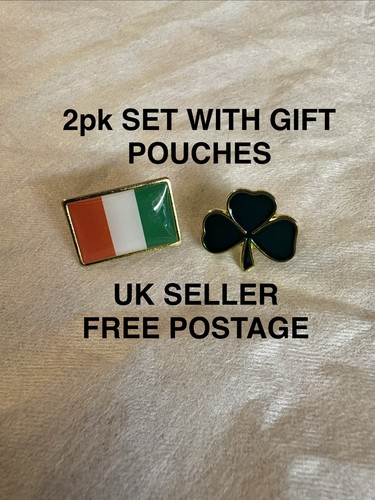 2pk set shamrock tricolour pin - set,
