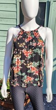 Primark Black Floral Halter Neck Top — UK 12 (EU 40 / US 8)