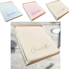 Personalised Baby Bamboo Knitted Blanket Soft Natural Breathable Blanket Wrap