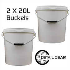 2 X DETAIL GEAR ® 20L (5 Gallon) Sturdy Car Wash Cleaning Bucket With Handle