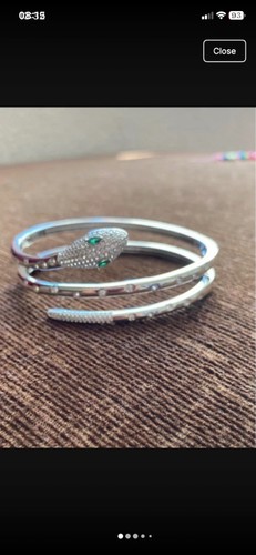 Silvertone snake bangle - silvertone,
