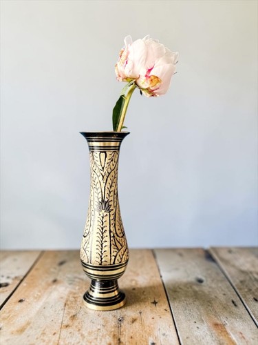 Vintage brass vase - vase, black