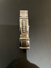 DKNY Watch Ladies Silver Tone black Face With Diamanté Small Med Wrist Used