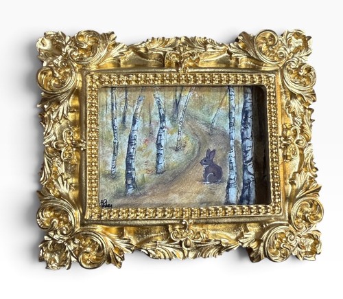 Birch tree landscape bunny - tree, landscape,