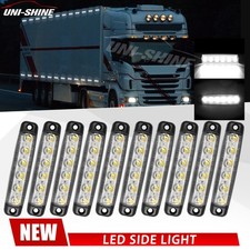 10 pcs White 12V 6 LED Side Front Marker Indicator Lights Lamp Truck Trailer