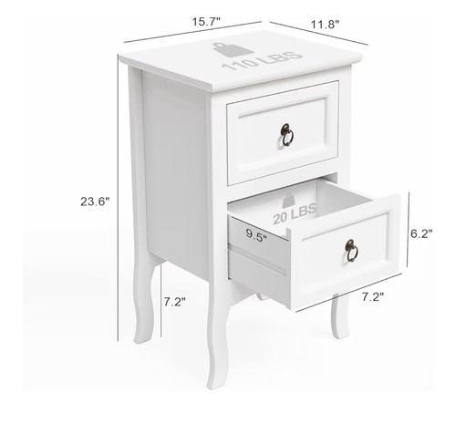 White nightstand drawers - nightstand,