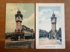 Two Antique Postcards UK ?? Clock Tower Exeter Devon 1907 Great Pair