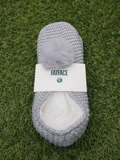 Womens Fatface Grey Metallic Short Slipper Socks Size 4-7