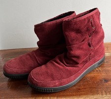 Hotter Pixie Ladies Slouch Tassel Boots In Red Suede Size 6.5