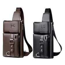 Unisex Leather Sling Chest Bag