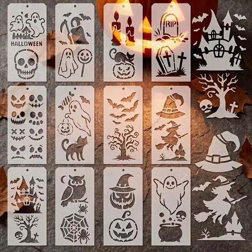 12pc halloween stencils - halloween,