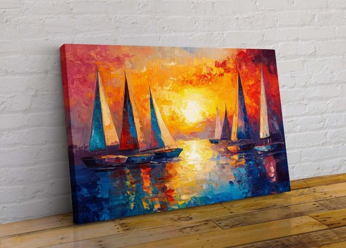 Sunset sea boats abstract - abstract, 3