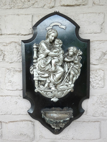 Antique french holy water font - french,