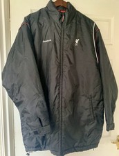 Liverpool FC Vintage Reebok Nylon Black Managers Coat Size Medium
