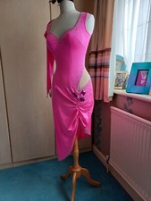 Latin Competition Dance Dress Neon Pink size M 10-12 UK, used