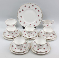 Colclough Fragrance 18 Piece Tea Set - Pink Ditsy Rose 7433 Vintage