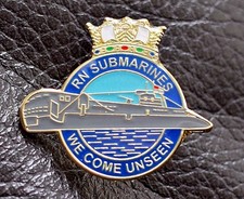 Royal Navy Submarines Veteran enamel pin lapel badge We come unseen RN VETERAN