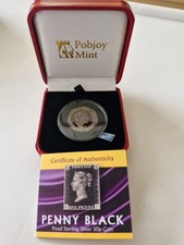 British Pobjoy Mint Penny Black Proof Sterling Silver 50p Coin