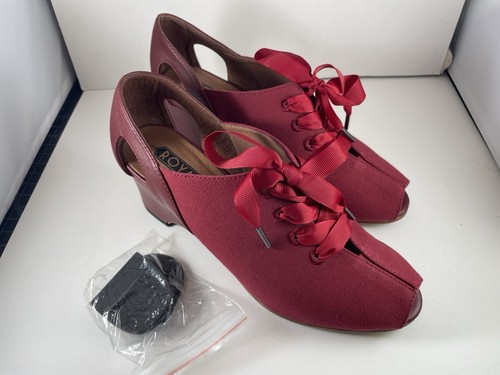 Red canvas peep toe wedge - canvas,