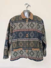 Ladies Woolrich Blanket Jacket Aztec Navajo Design Size Medium Wool Blend - VGC