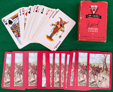 Fox Hunting Scene FABRIC FINISH Playing Cards ALF COOKE LTD Complete deck Jokers
