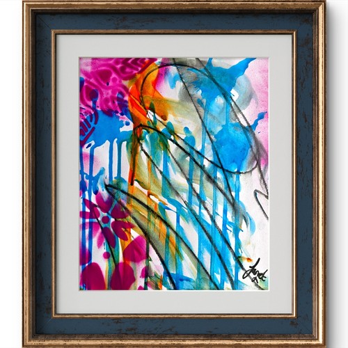 Vibrant abstract art 21x30cm - abstract,