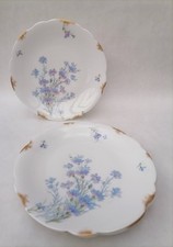Set of 3 Antique Limoges Plates Delinieres & Co D&C Cornflower Pattern 21.2cm