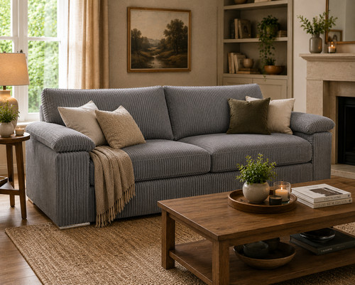Grey fabric seater - seater, sofa
