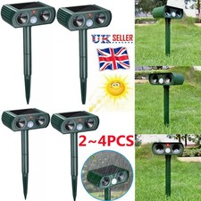 2x Ultrasonic Solar Cat Dog Repellent Fox Pest Scarer Deterrent Repeller Garden