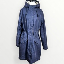 Seasalt Cornwall Navy Plant Hunter 2 Raincoat Sherpa Lined Hood UK 12