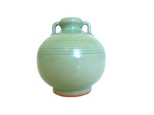 NICE THAI MENGRAI KILNS DUANGKAMOL THAILAND CELADON CRACKLE POTTERY BOTTLE VASE