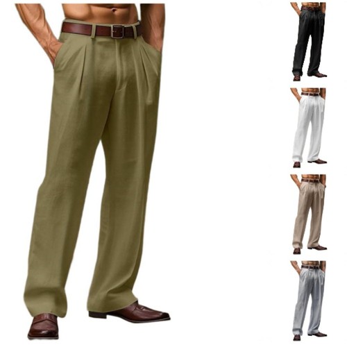 Men casual solid color - men, flax
