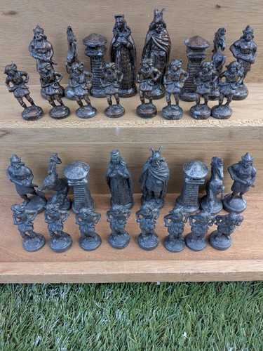 Vintage pewter medieval - pewter, chess