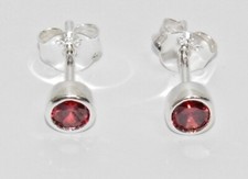 Sterling Silver 925 Garnet Stud Earrings - January Birthstone