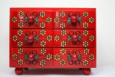 Accessories Organizer Handpainted Wooden 6-Drawer Chest Jewelry Storage Box #49