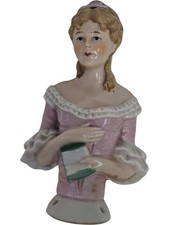 Porcelain Half Doll Pink Dress