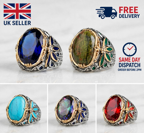 Turkish zircon men ring - men's, 925