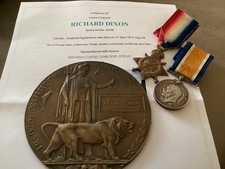 WW1 Medal Pair & Plaque Dixon Seaforth Highlanders Aspatria Cumberland Cumbria